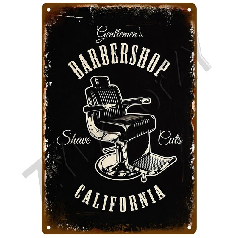 Cut & Shave Plaque Métal Vintage Barber Shop