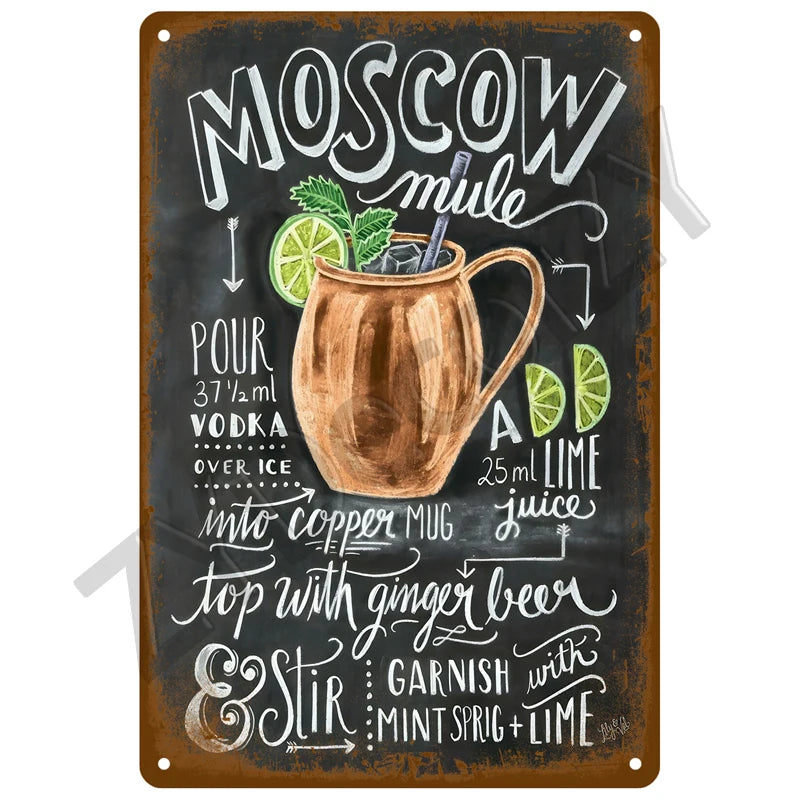 Cheers & Beers Plaque Métal Vintage Bar