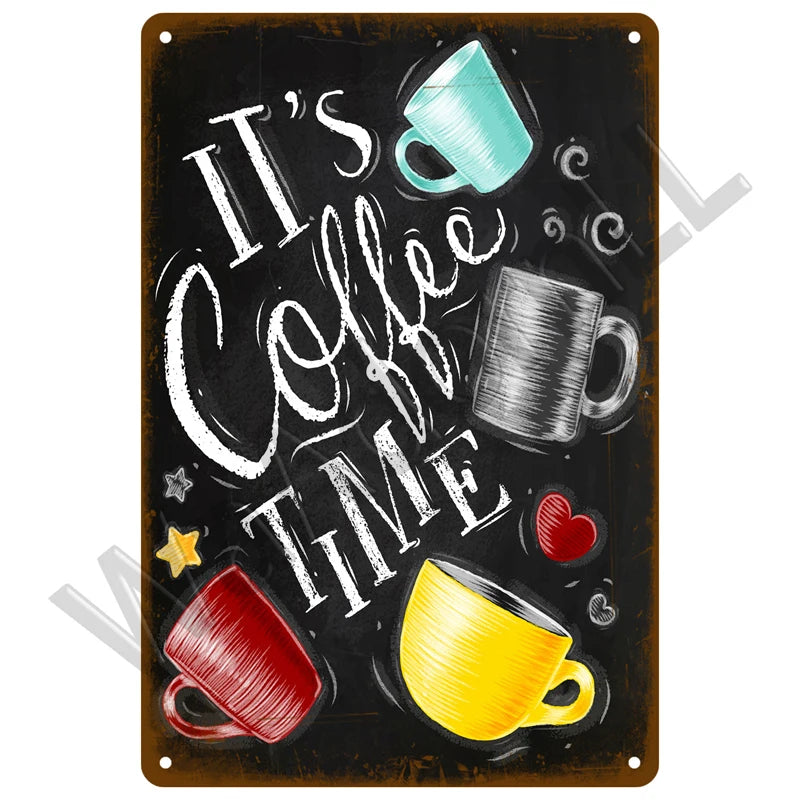 But First, Coffee Plaque Métal Vintage Coffee Shop