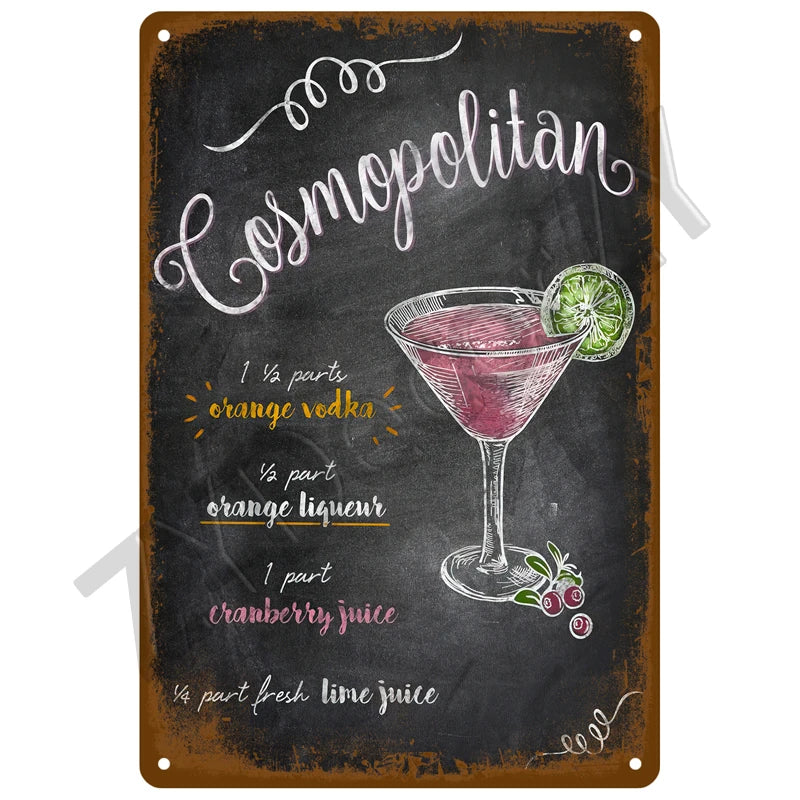 Cheers & Beers Plaque Métal Vintage Bar