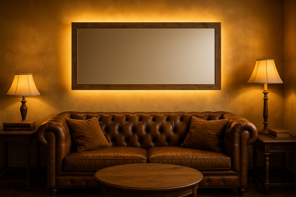 Miroir de bois ancien Led
