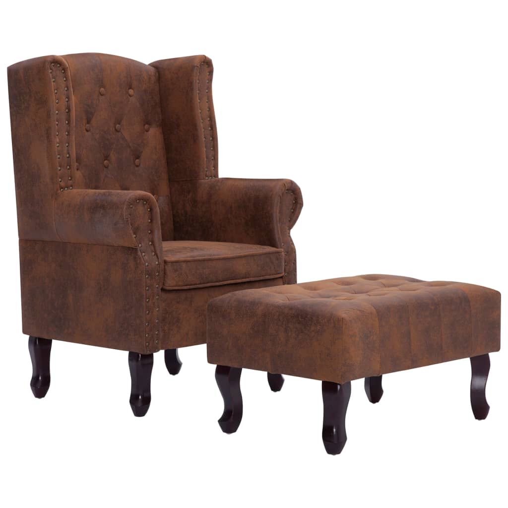 Fauteuil Chesterfield “Winston” avec Repose-Pieds Vintage