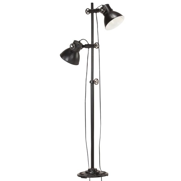 Lampadaire avec 2 abat-jour Noir E27 Fonte