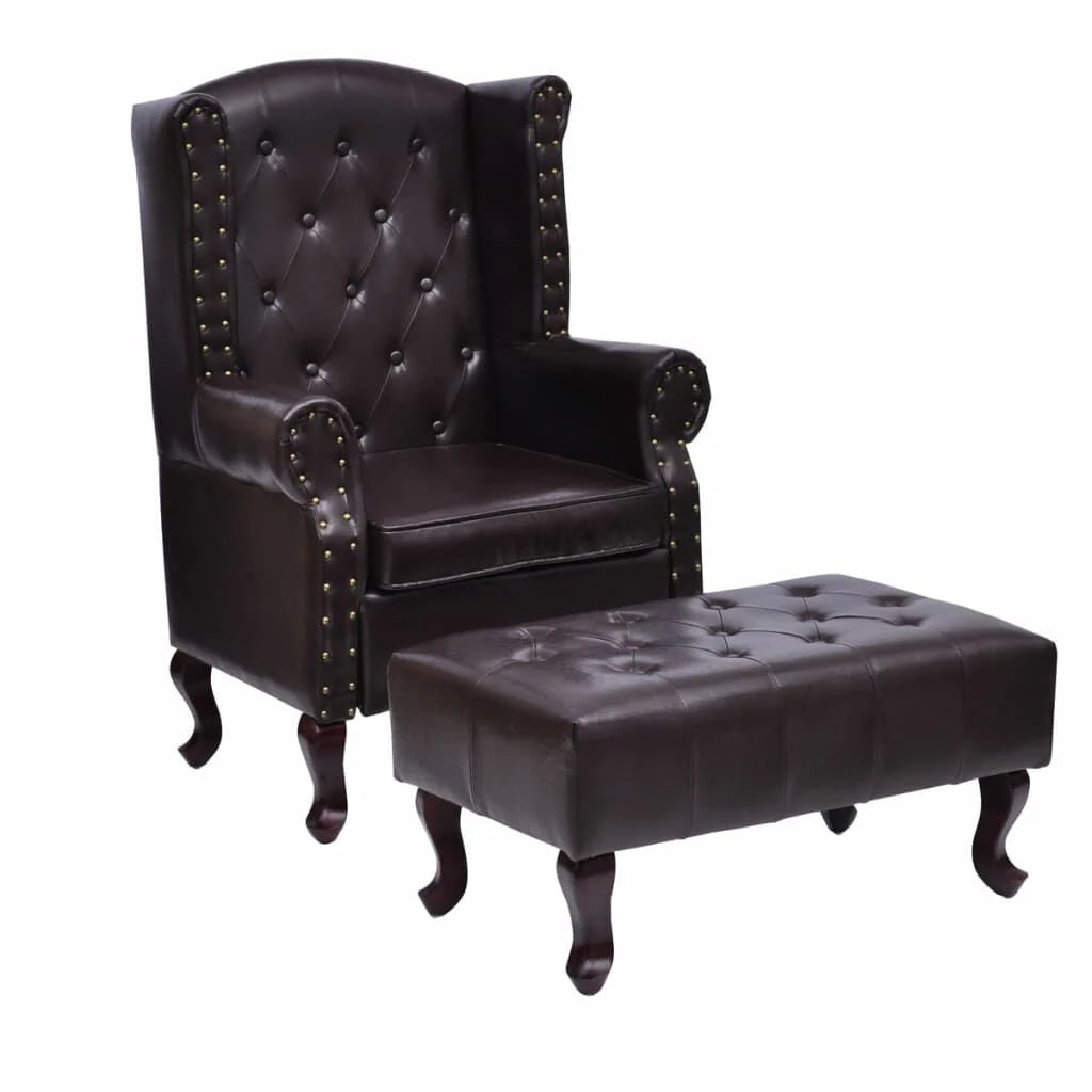 Fauteuil Chesterfield “Kensington” avec Repose-Pieds Vintage