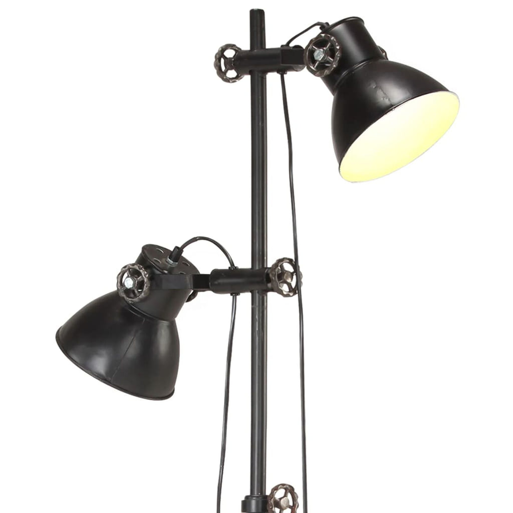 Lampadaire avec 2 abat-jour Noir E27 Fonte