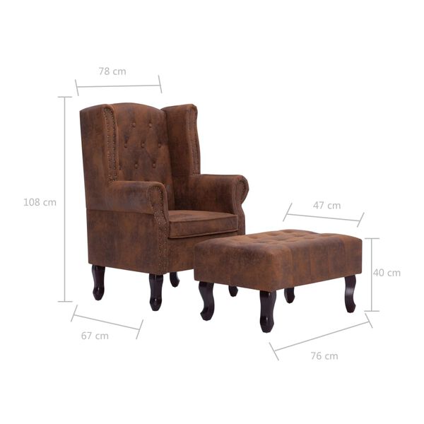 Fauteuil Chesterfield “Winston” avec Repose-Pieds Vintage